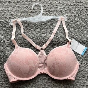 NWT Front-Close Push-Up Bra b.tempt'd by Wacoal Shadow Lace Light Pink